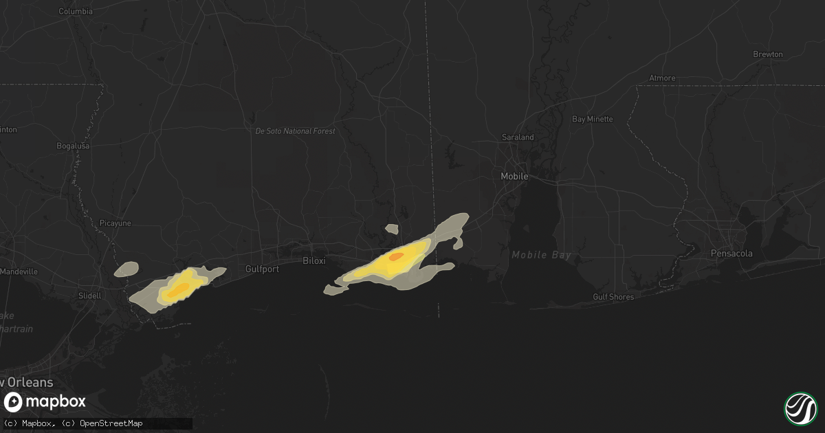 Hail map in Moss Point, MS on April 25, 2015