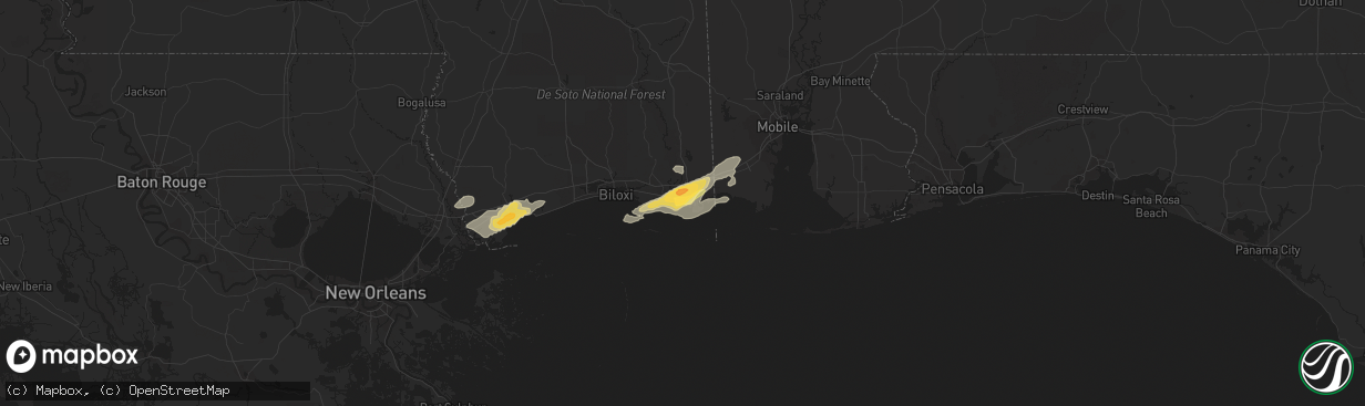 Hail map in Pascagoula, MS on April 25, 2015