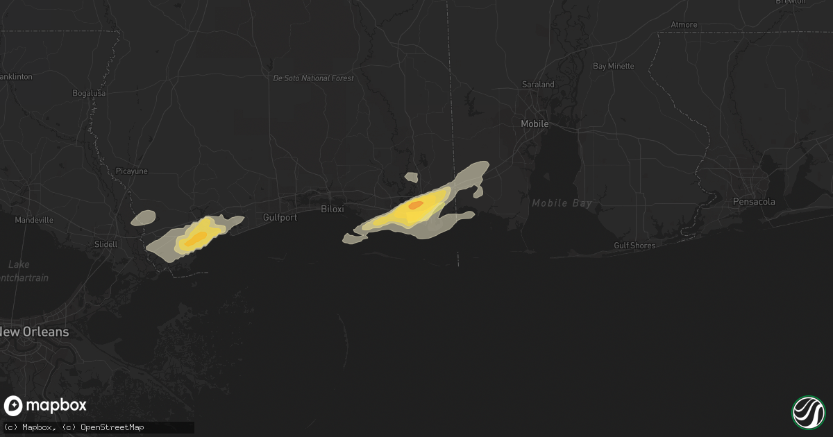 Hail map in Pascagoula, MS on April 25, 2015