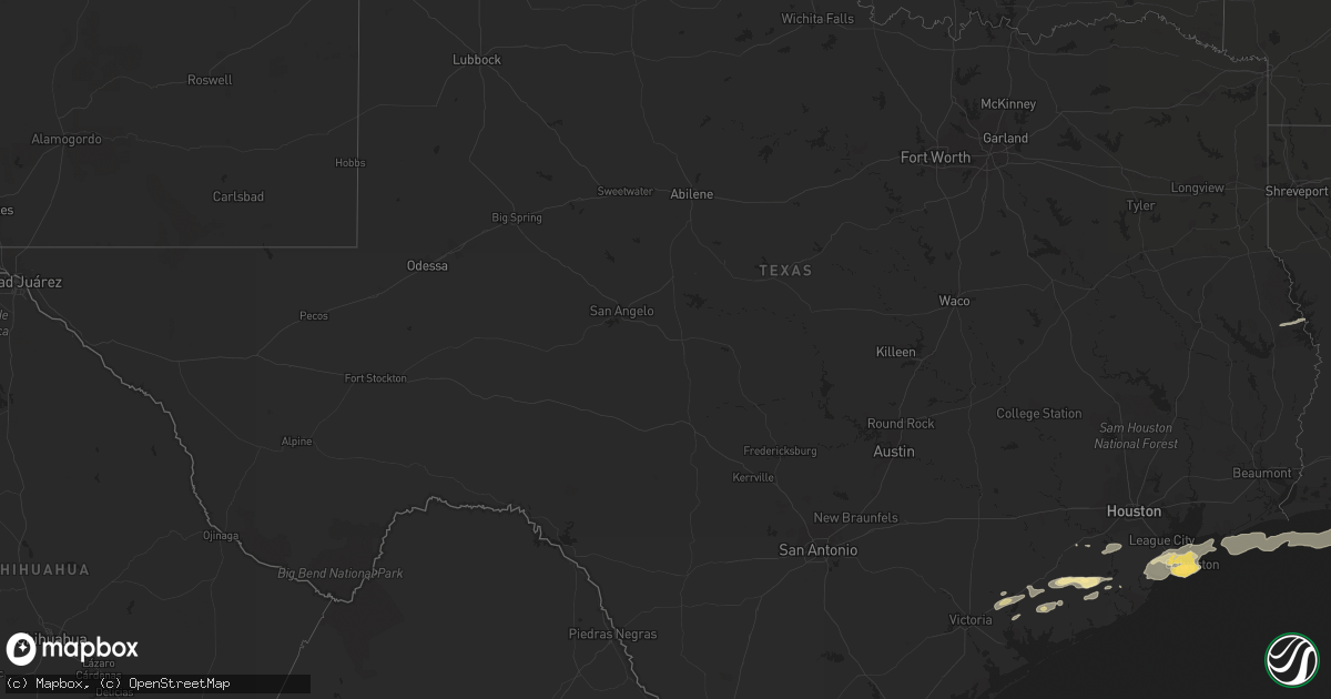 Hail map in Texas on April 25, 2015