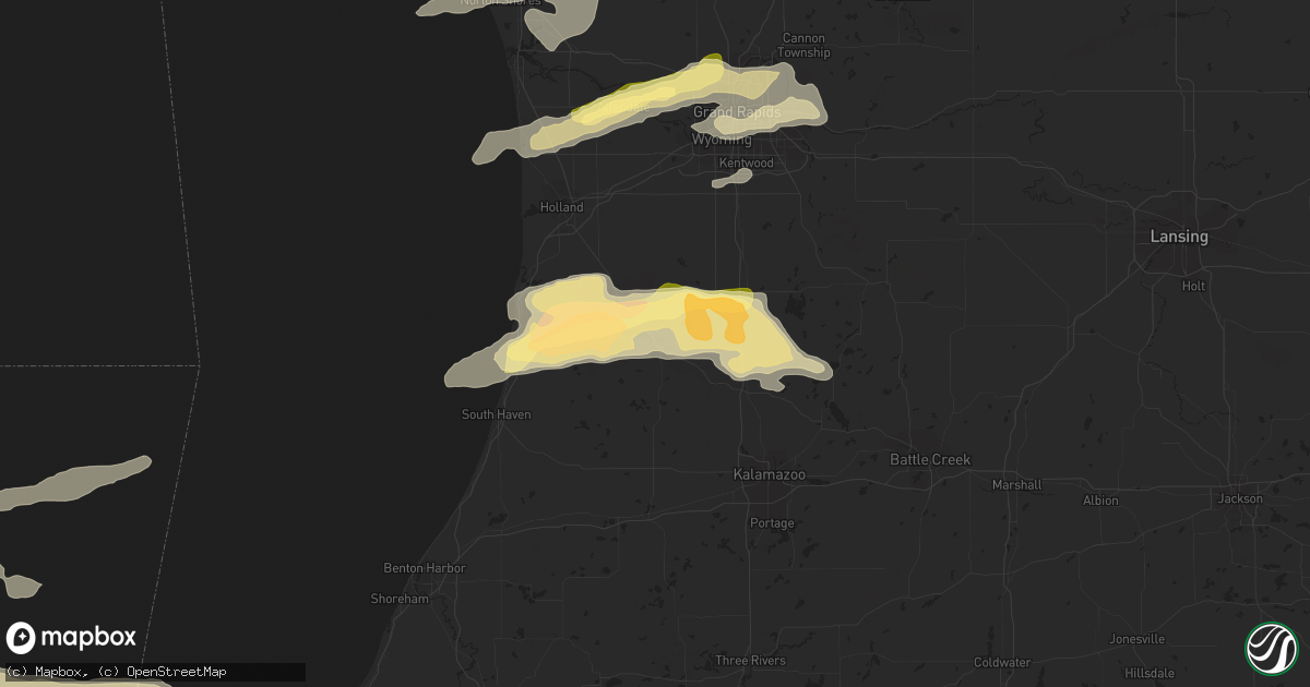 Hail map in Allegan, MI on April 25, 2016