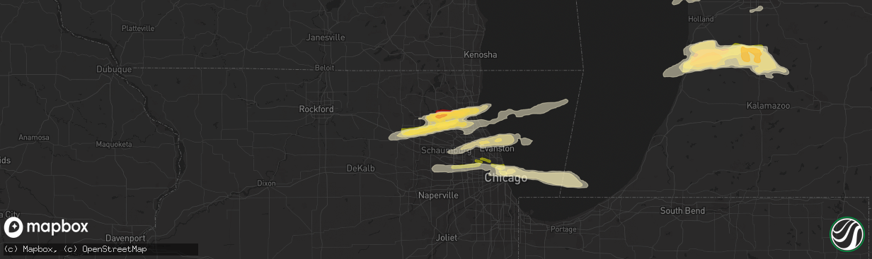 Hail map in Barrington, IL on April 25, 2016