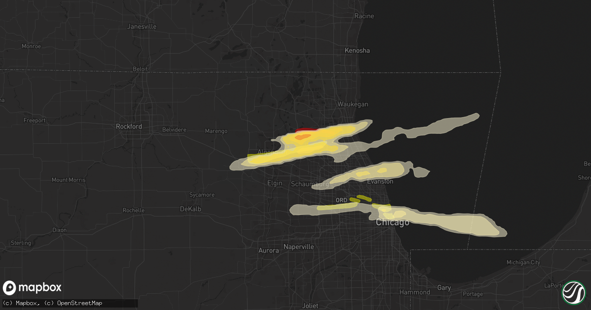 Hail map in Barrington, IL on April 25, 2016