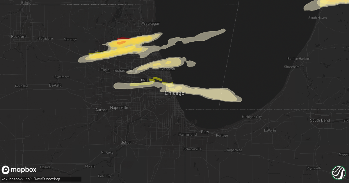 Hail map in Chicago, IL on April 25, 2016