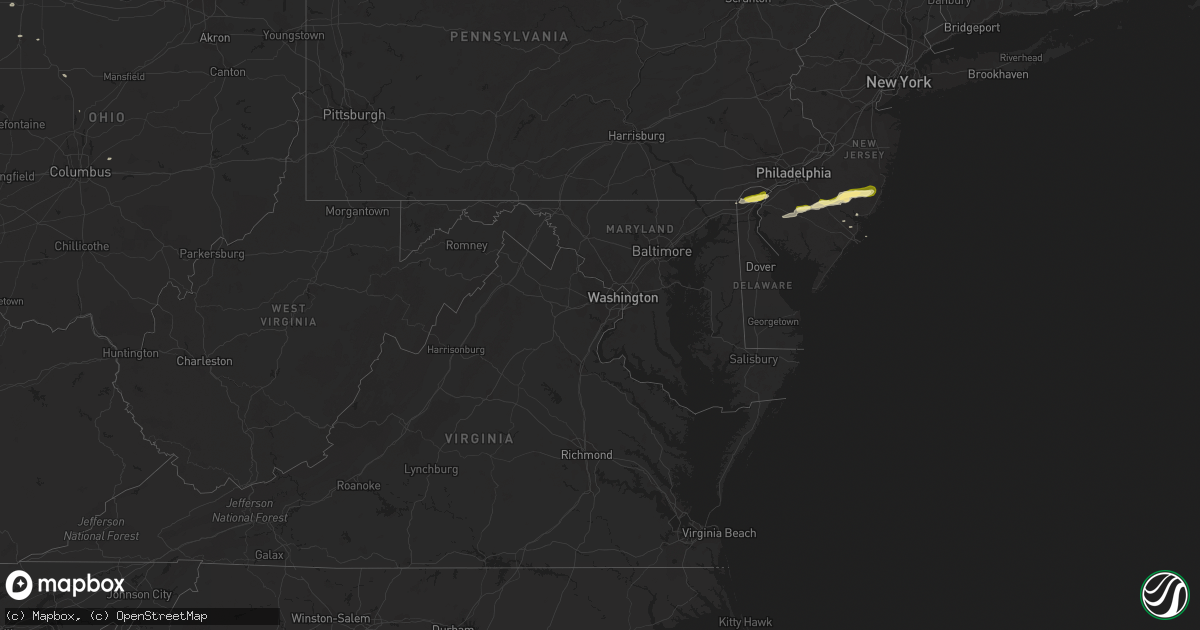 Hail map in Delaware on April 25, 2016