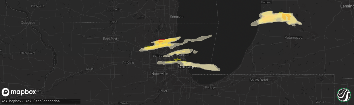 Hail map in Glenview, IL on April 25, 2016