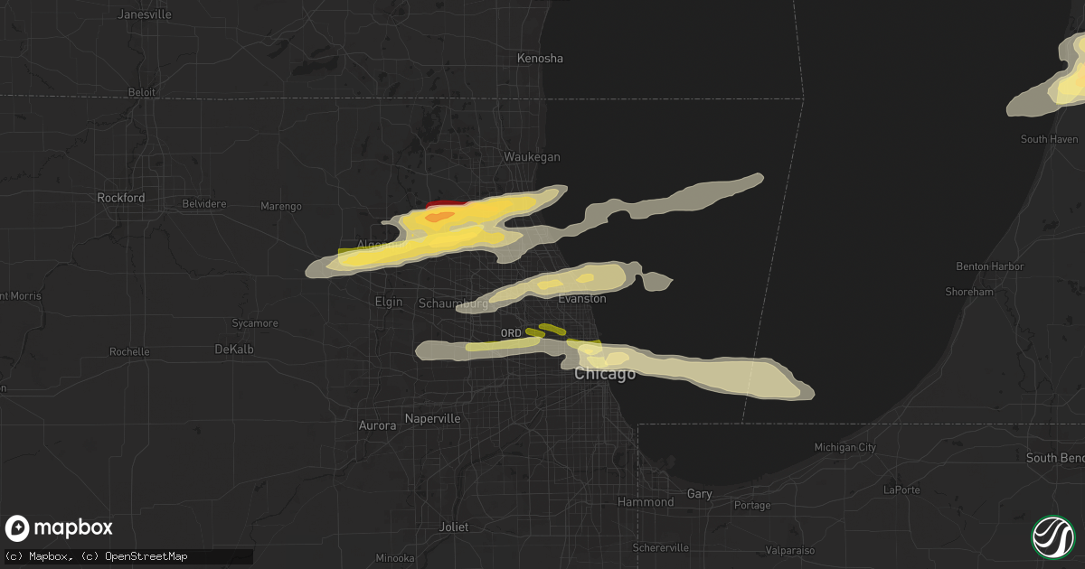 Hail map in Glenview, IL on April 25, 2016