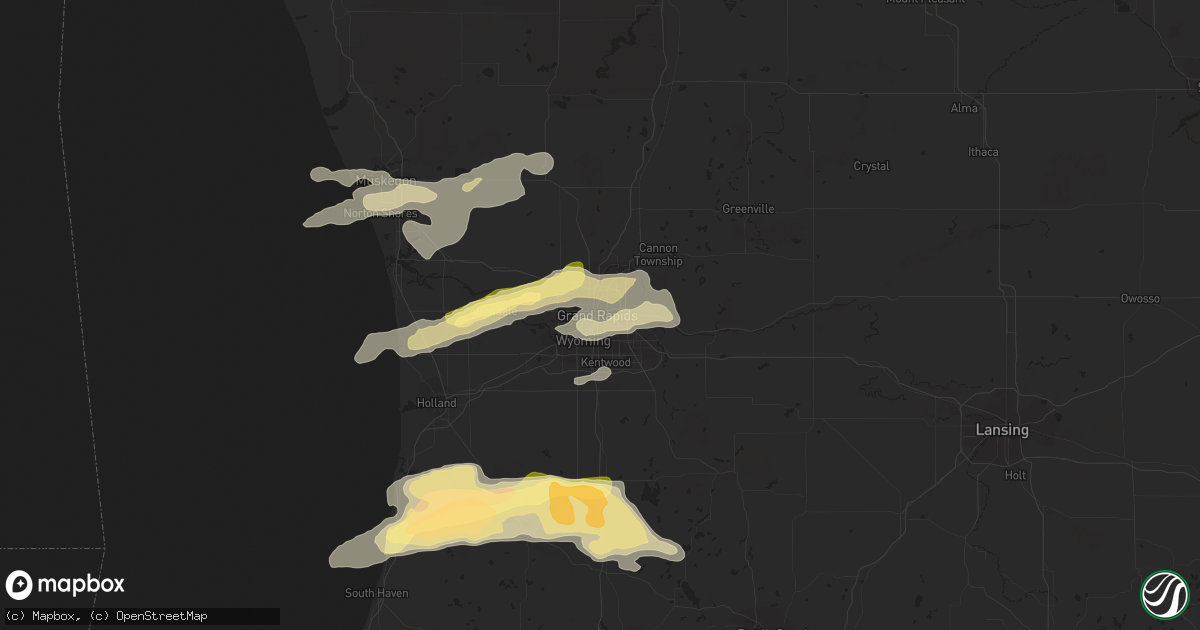 Hail map in Grand Rapids, MI on April 25, 2016
