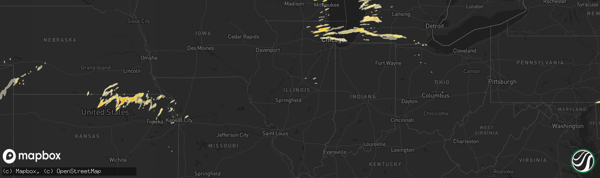 Hail map in Illinois on April 25, 2016