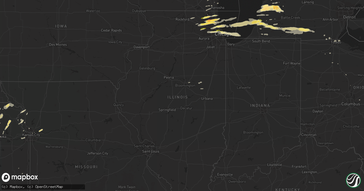 Hail map in Illinois on April 25, 2016