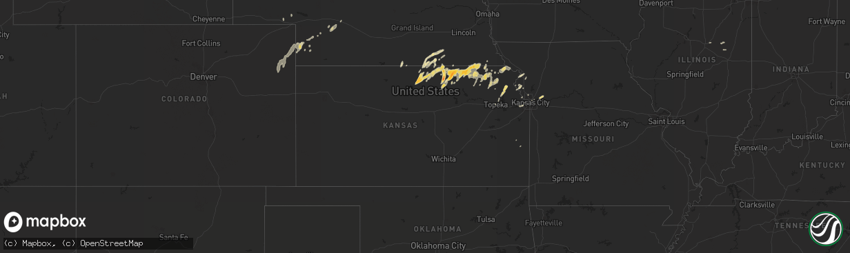 Hail map in Kansas on April 25, 2016
