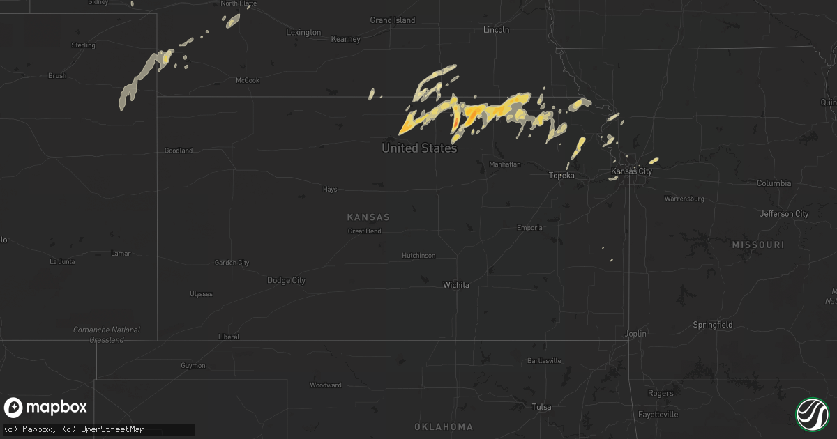 Hail map in Kansas on April 25, 2016