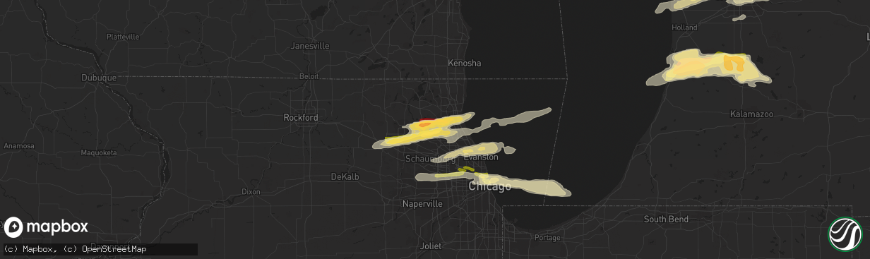 Hail map in Lake Zurich, IL on April 25, 2016