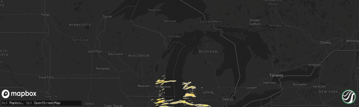 Hail map in Michigan on April 25, 2016