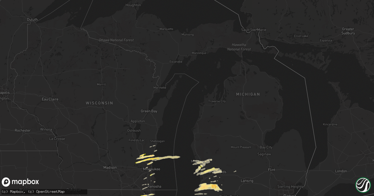 Hail map in Michigan on April 25, 2016