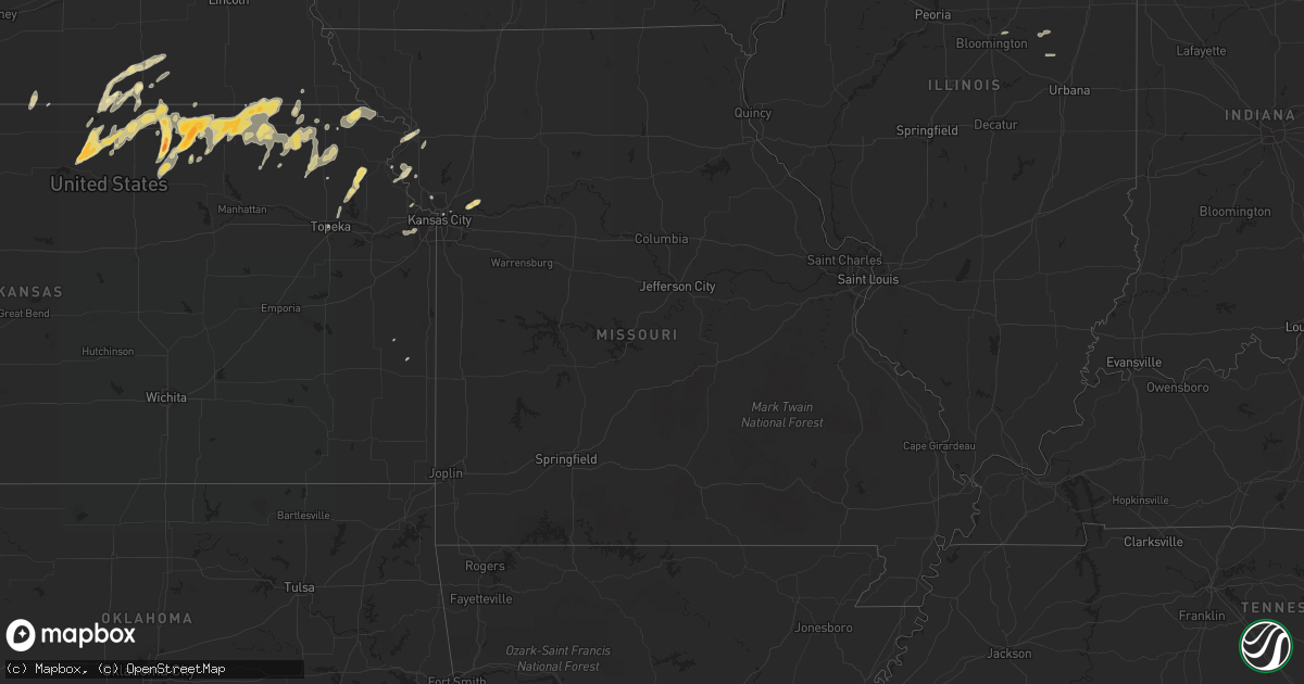 Hail map in Missouri on April 25, 2016