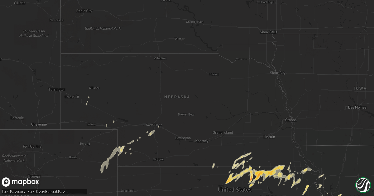 Hail map in Nebraska on April 25, 2016