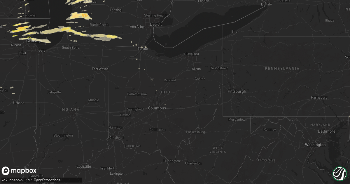 Hail map in Ohio on April 25, 2016