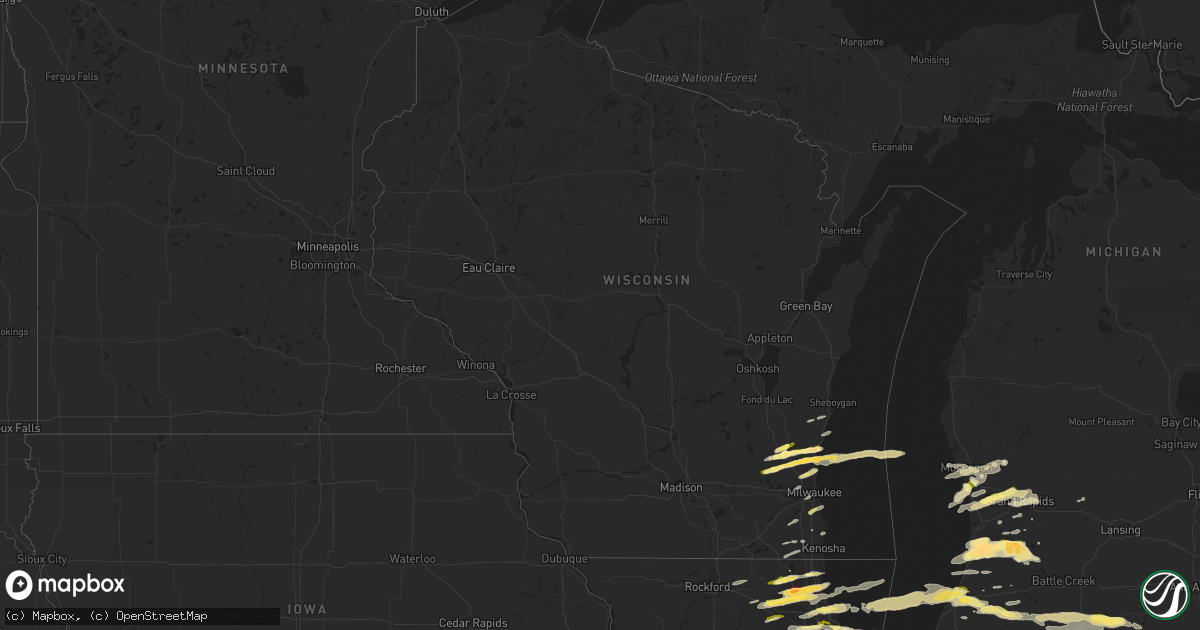 Hail map in Wisconsin on April 25, 2016