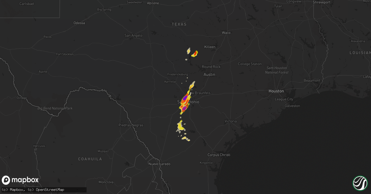 Hail map on April 25, 2016