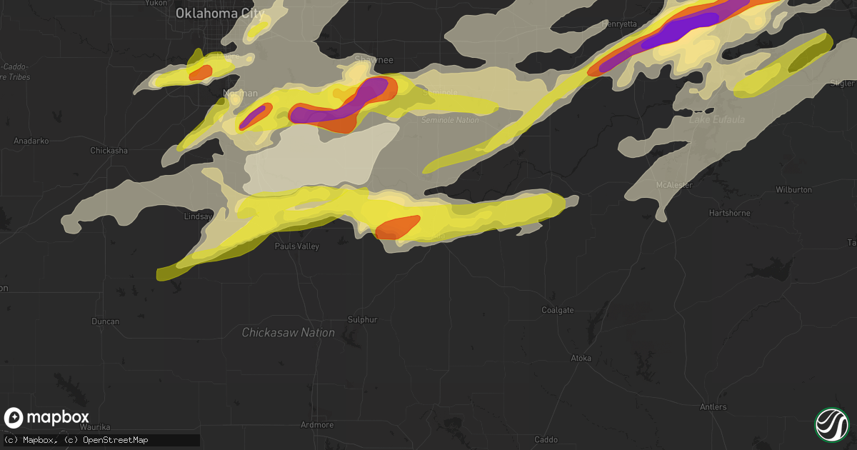 Hail map in Ada, OK on April 25, 2017