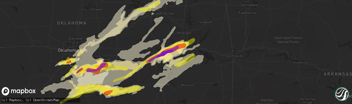 Hail map in Checotah, OK on April 25, 2017