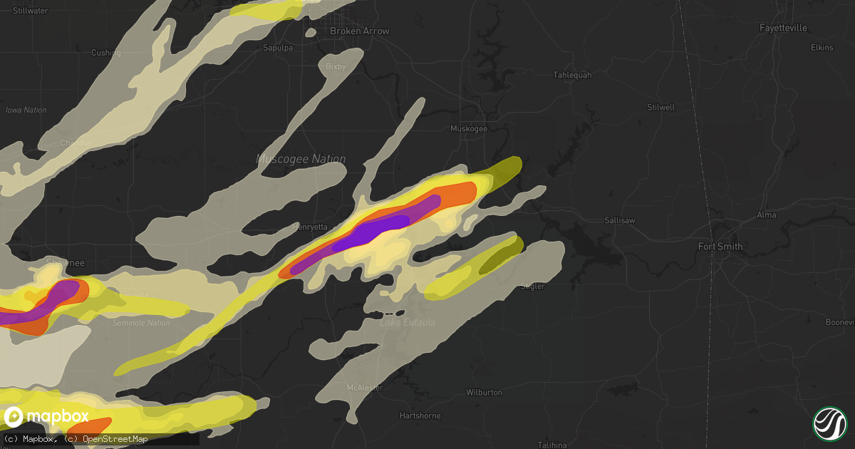 Hail map in Checotah, OK on April 25, 2017