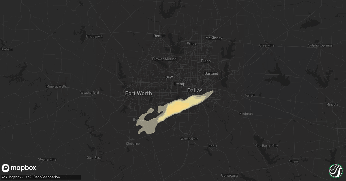 Hail map in Grand Prairie, TX on April 25, 2017