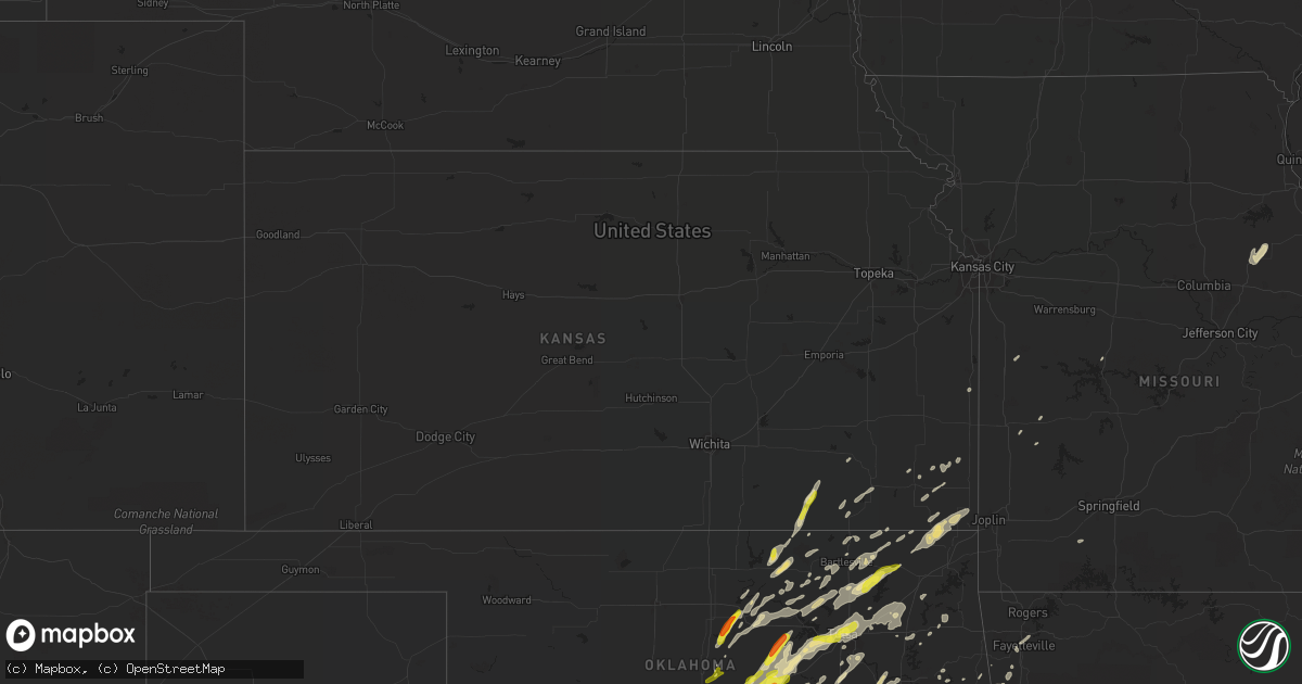 Hail map in Kansas on April 25, 2017