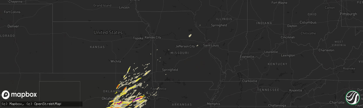 Hail map in Missouri on April 25, 2017