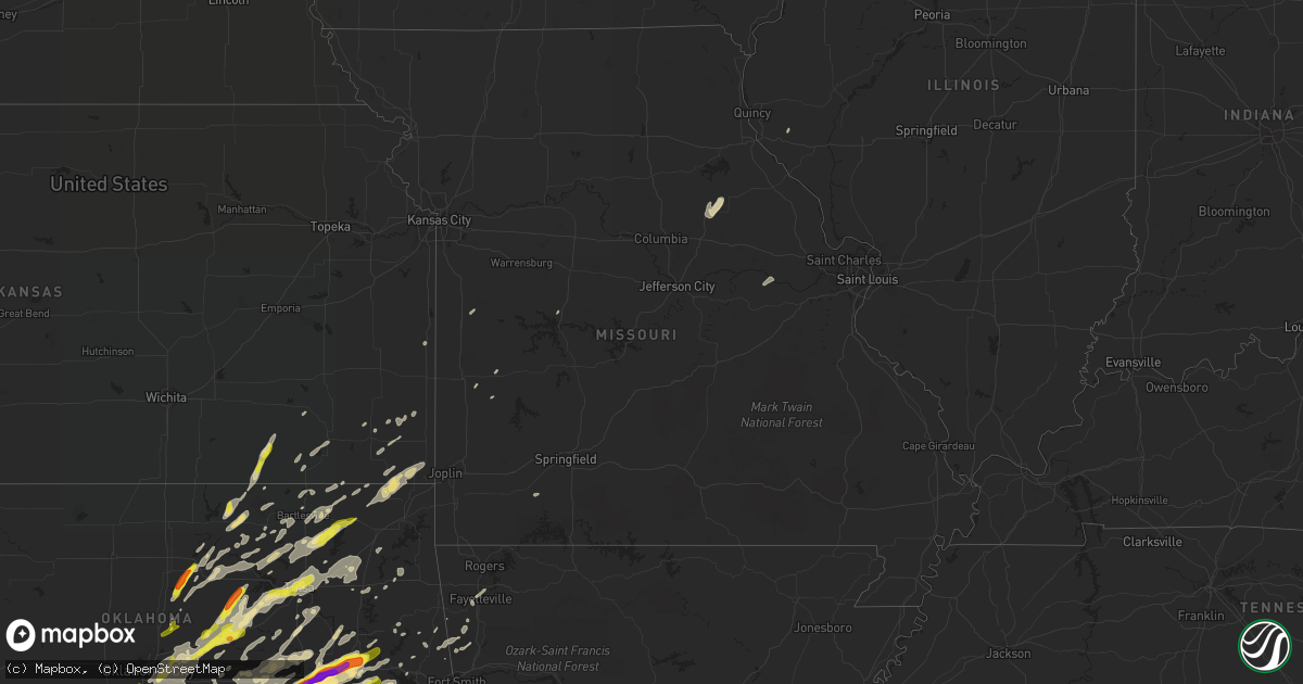 Hail map in Missouri on April 25, 2017