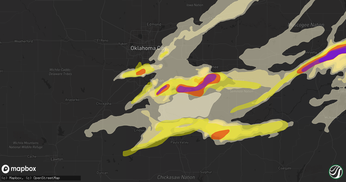 Hail map in Noble, OK on April 25, 2017