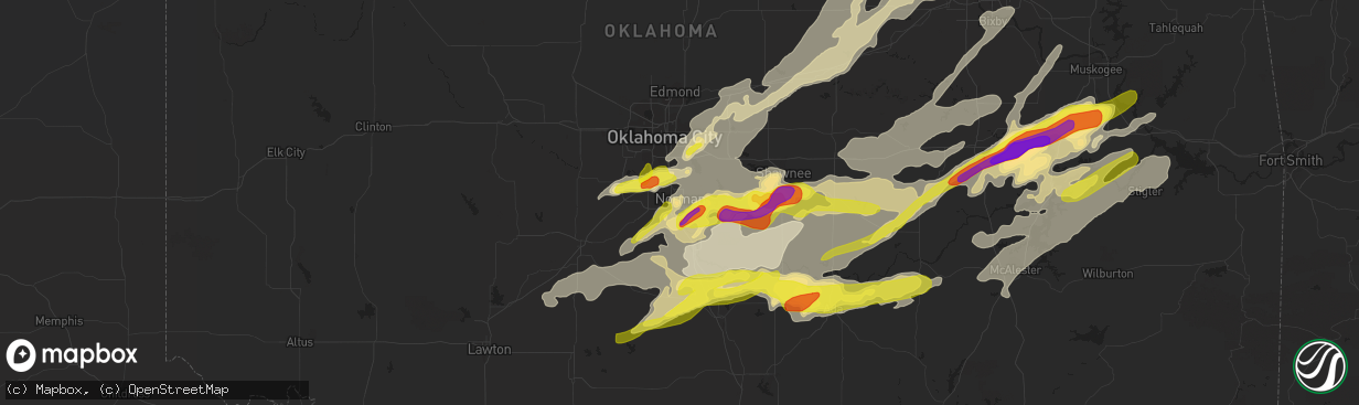 Hail map in Norman, OK on April 25, 2017