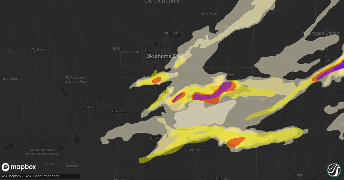 Hail map in Norman, OK on April 25, 2017