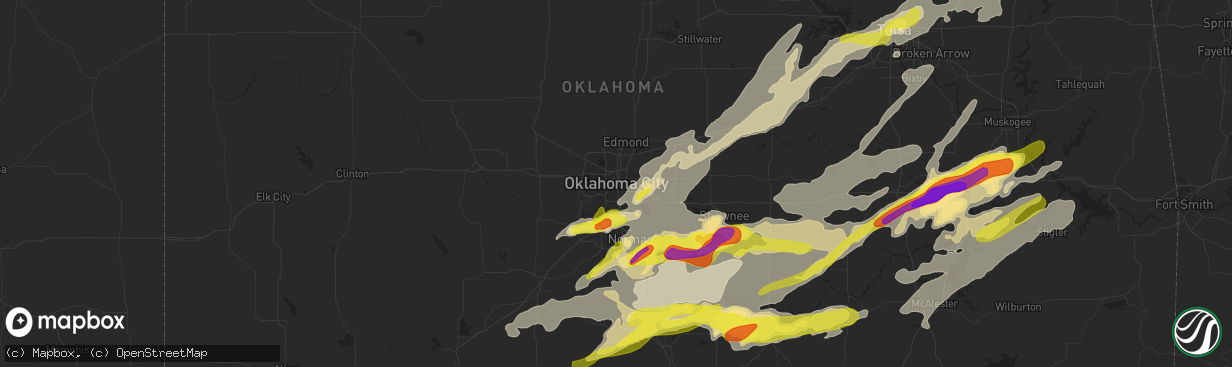 Hail map in Oklahoma City, OK on April 25, 2017