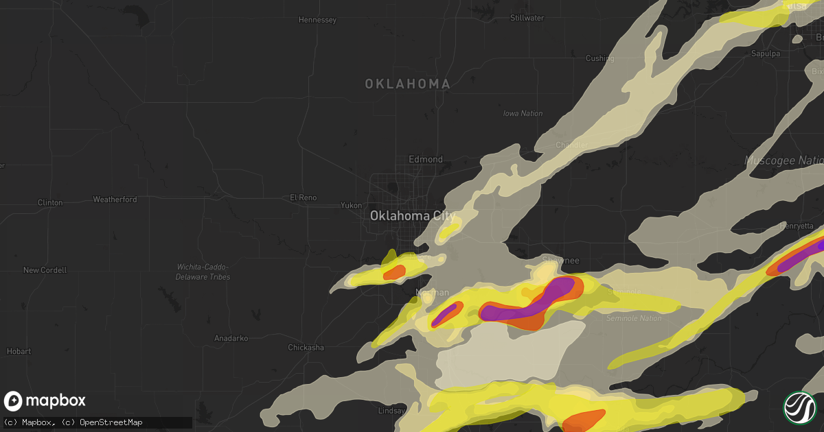 Hail map in Oklahoma City, OK on April 25, 2017