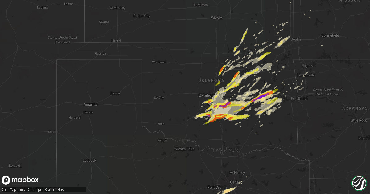 Hail map in Oklahoma on April 25, 2017