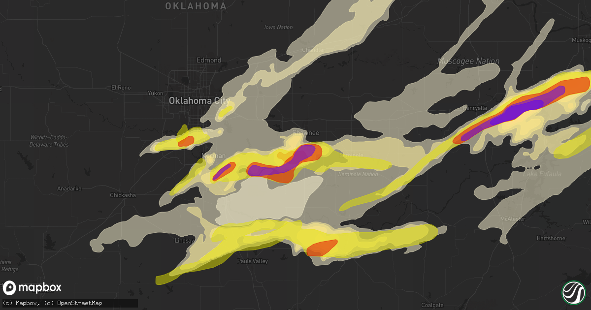 Hail map in Tecumseh, OK on April 25, 2017