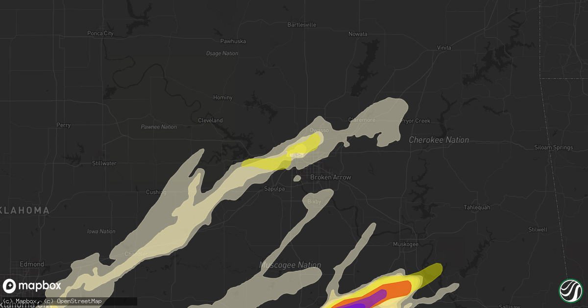 Hail map in Tulsa, OK on April 25, 2017
