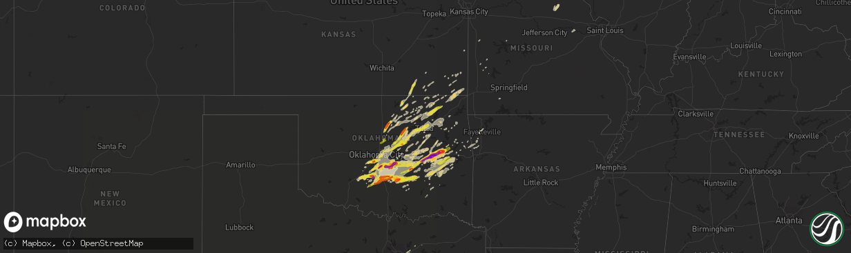 Hail map on April 25, 2017