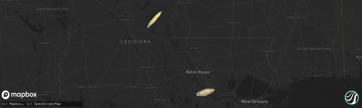 Hail map in Convent, LA on April 25, 2019