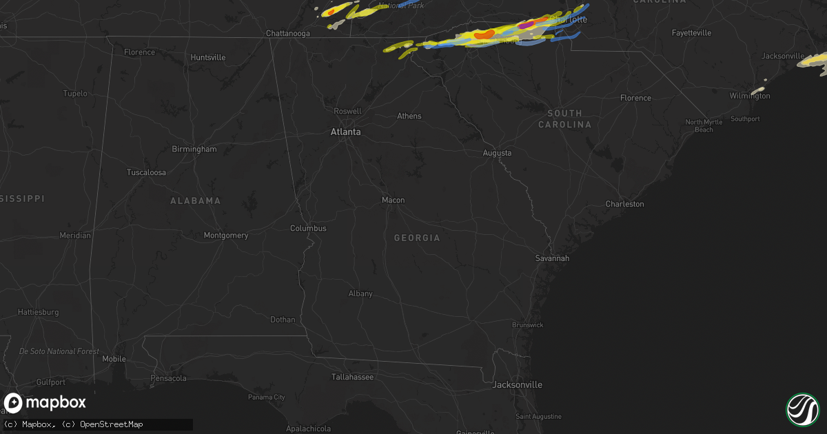 Hail map in Georgia on April 25, 2020