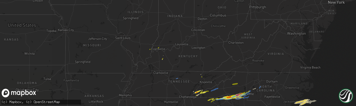 Hail map in Kentucky on April 25, 2020