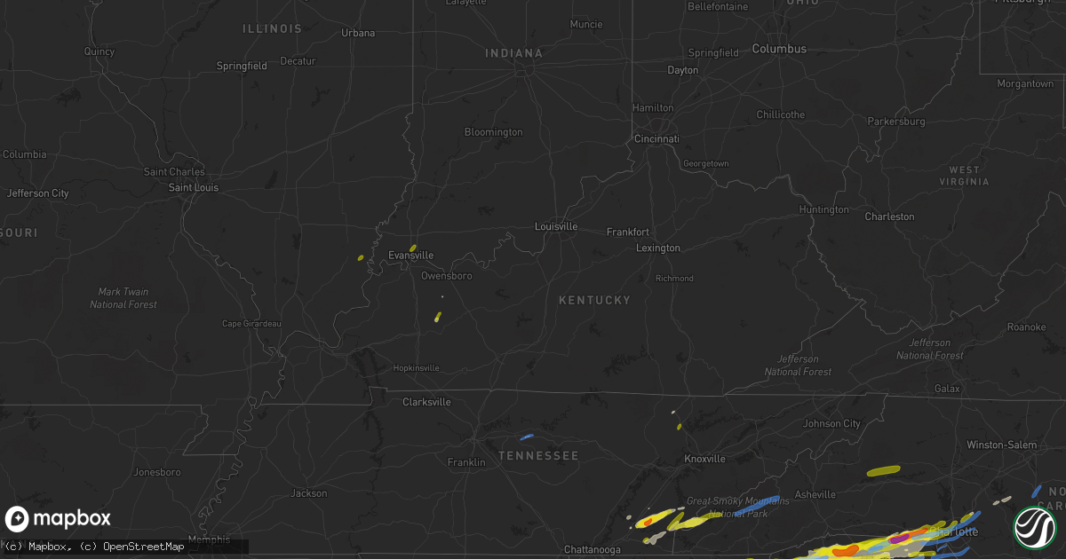 Hail map in Kentucky on April 25, 2020