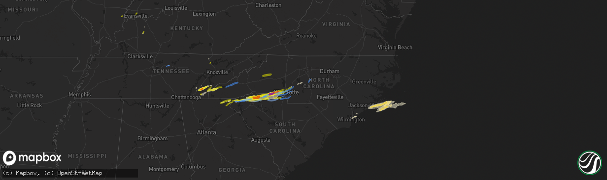 Hail map in North Carolina on April 25, 2020