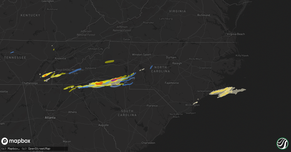 Hail map in North Carolina on April 25, 2020