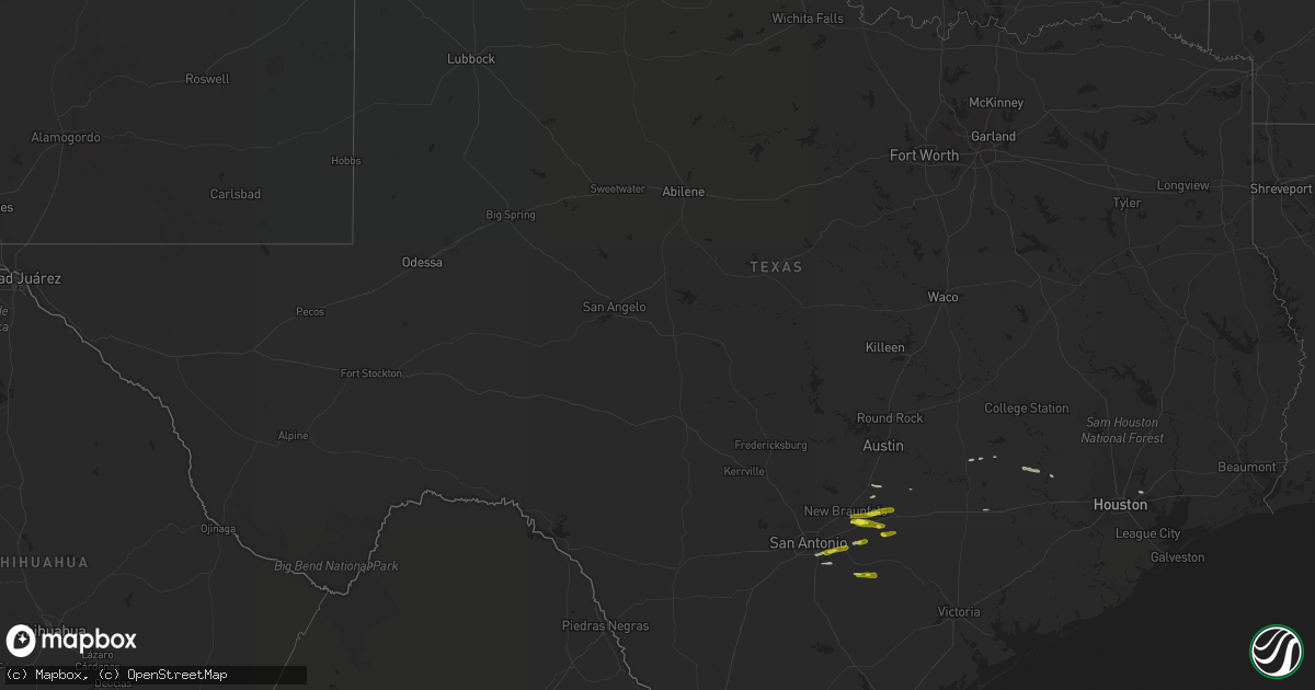 Hail map in Texas on April 25, 2020