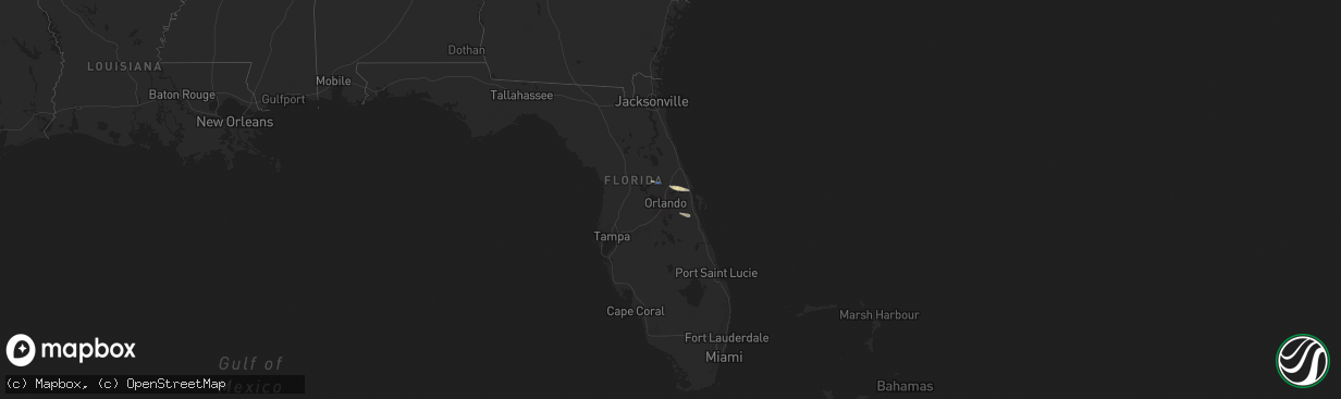Hail map in Florida on April 25, 2021