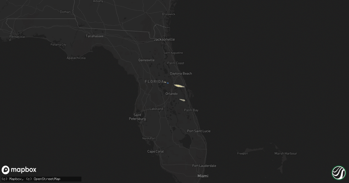 Hail map in Florida on April 25, 2021