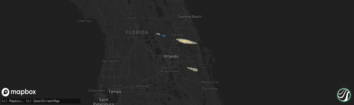 Hail map in Mims, FL on April 25, 2021